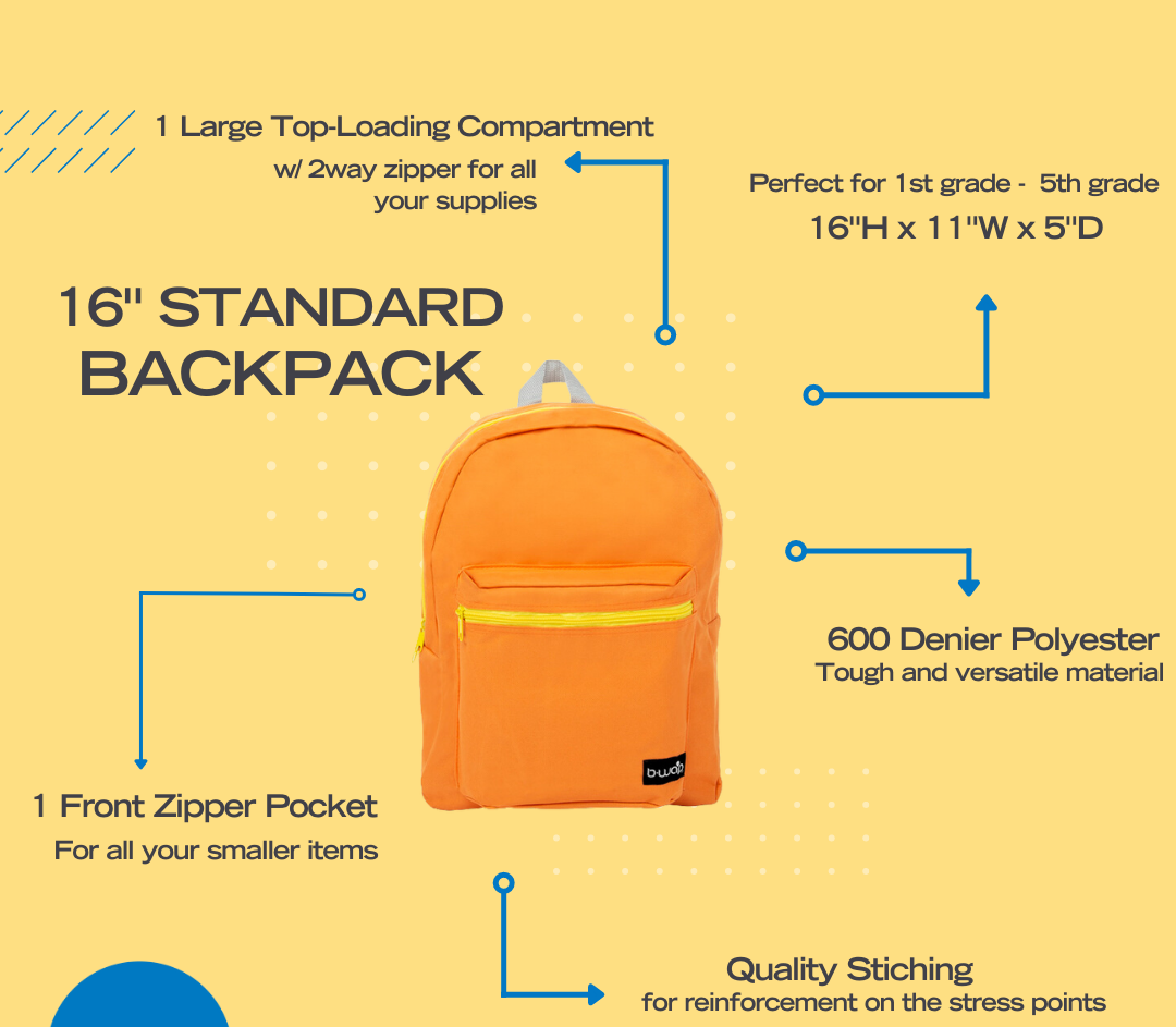 16" Standard Backpacks - Purple/Teal/Pink Combo - As low as $5.10 each!