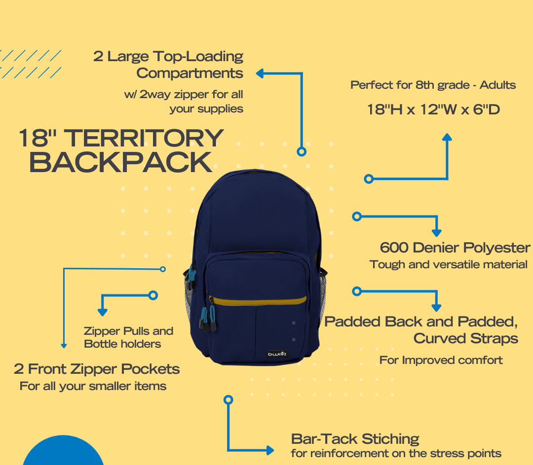 18" Territory Backpacks - Color: Taffy - As low as $6.48 each!